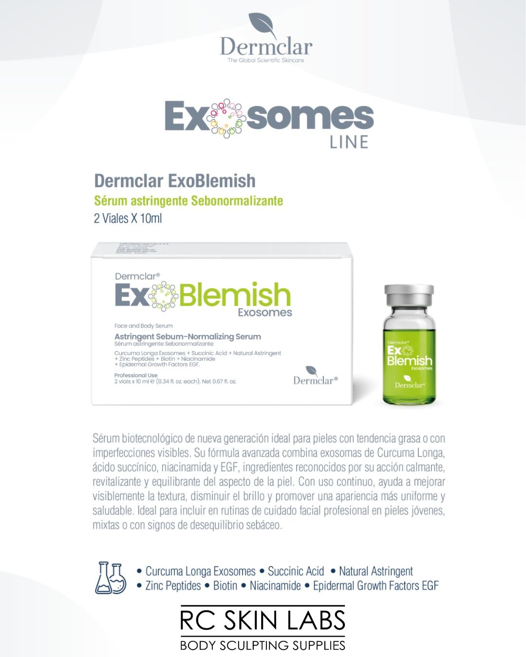 Dermclar ExoBlemish Exosomes — Professional Vial (2×10ml)
